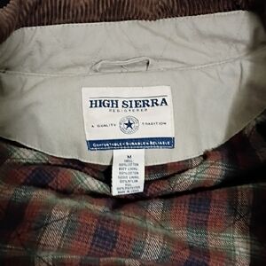 High Sierra Plaid Flannel Shirt Jacket — Brown, Green & Navy